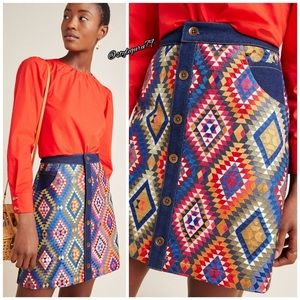 Manisha Arora x Anthropologie embroidered mini skirt